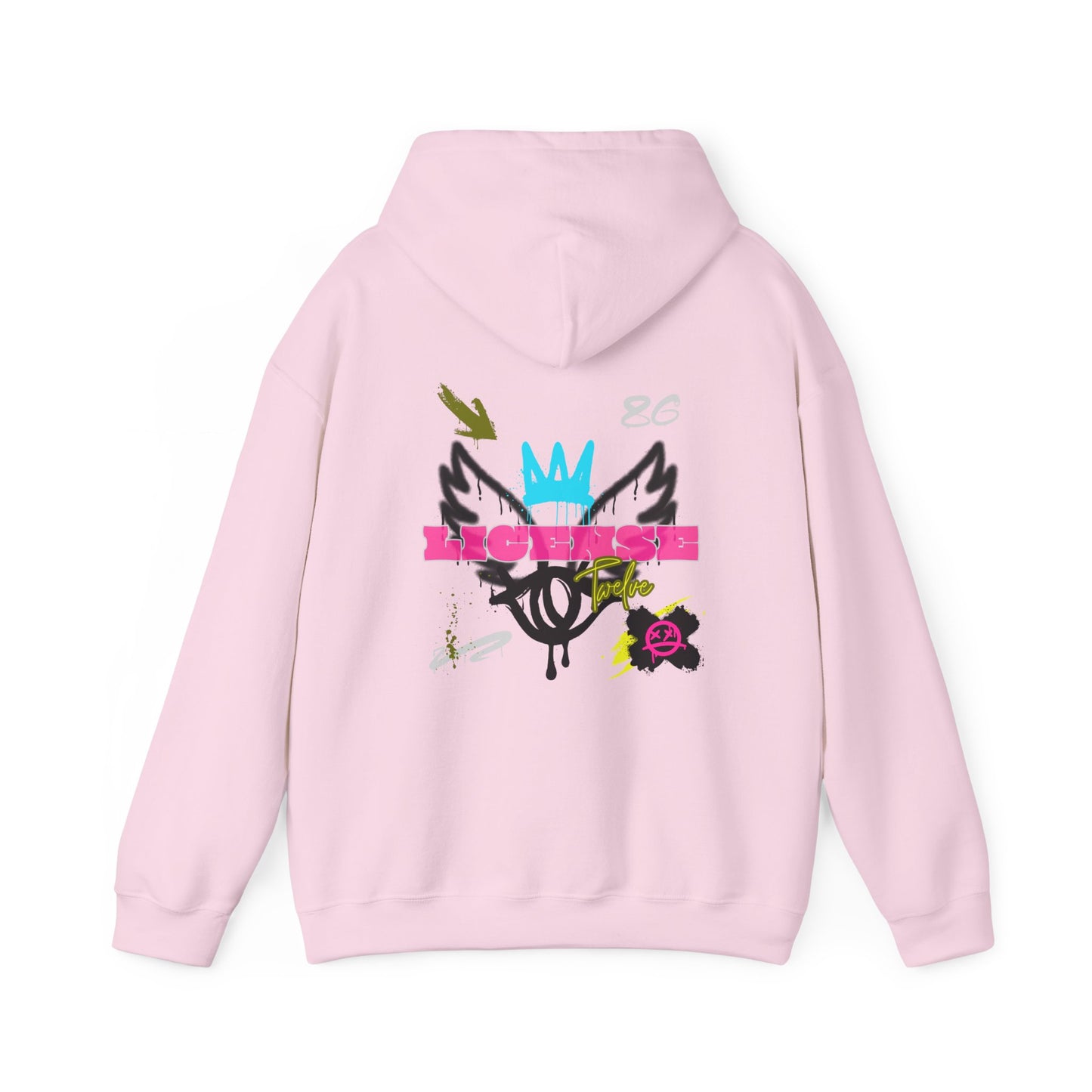 License Twelve Dope Style Graphic Knockout Hoodie, Heavy Blend Sweatshirt for Men or Women, Unique Design Winter Fashion