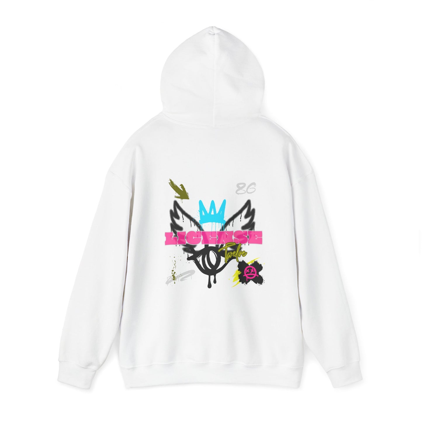 License Twelve Dope Style Graphic Knockout Hoodie, Heavy Blend Sweatshirt for Men or Women, Unique Design Winter Fashion