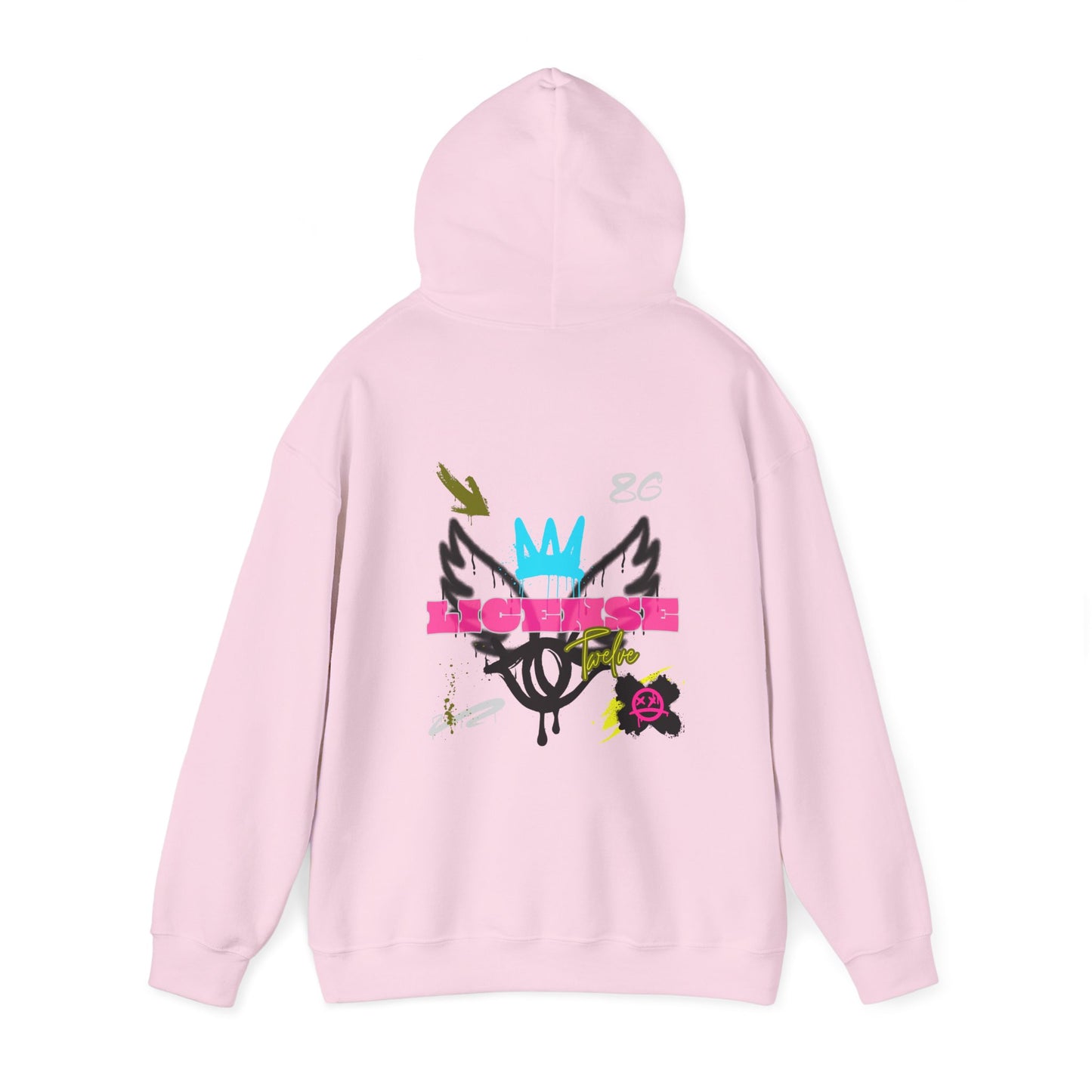 License Twelve Dope Style Graphic Knockout Hoodie, Heavy Blend Sweatshirt for Men or Women, Unique Design Winter Fashion