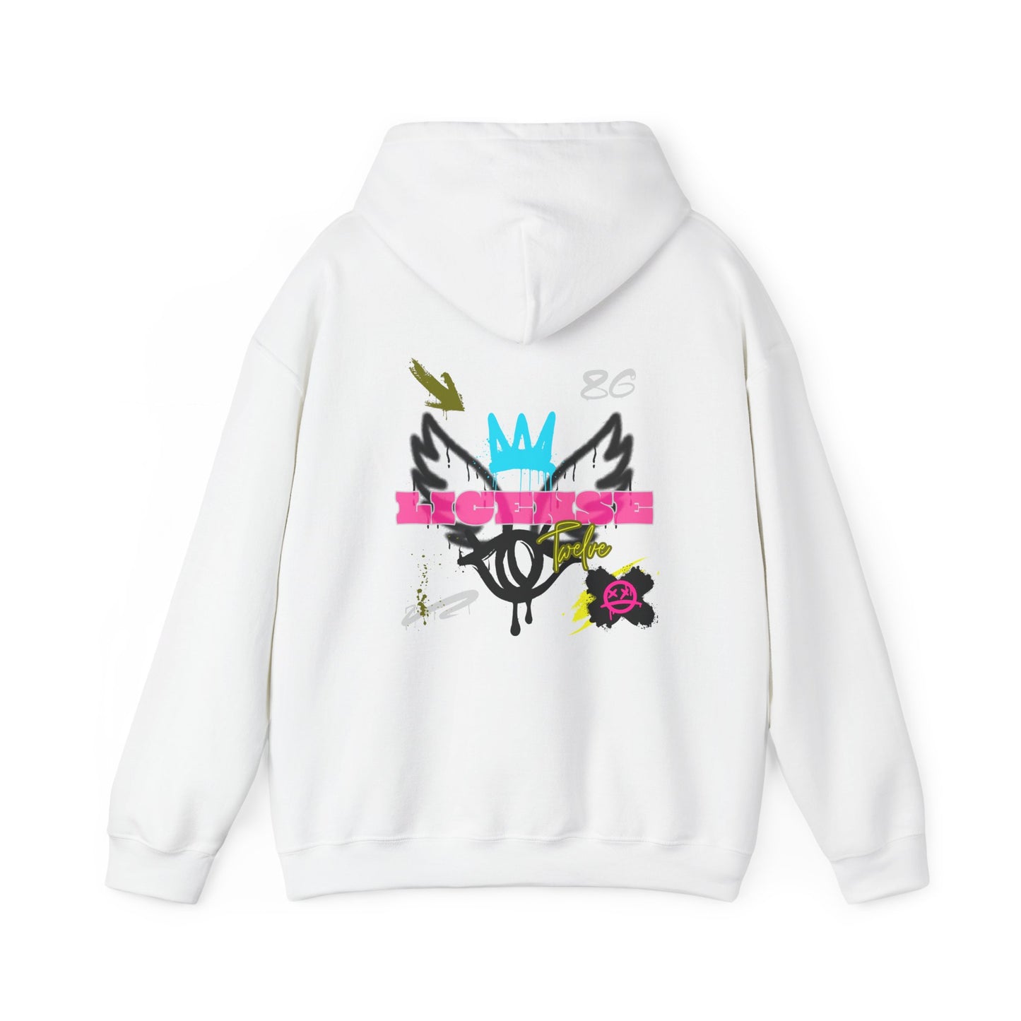 License Twelve Dope Style Graphic Knockout Hoodie, Heavy Blend Sweatshirt for Men or Women, Unique Design Winter Fashion