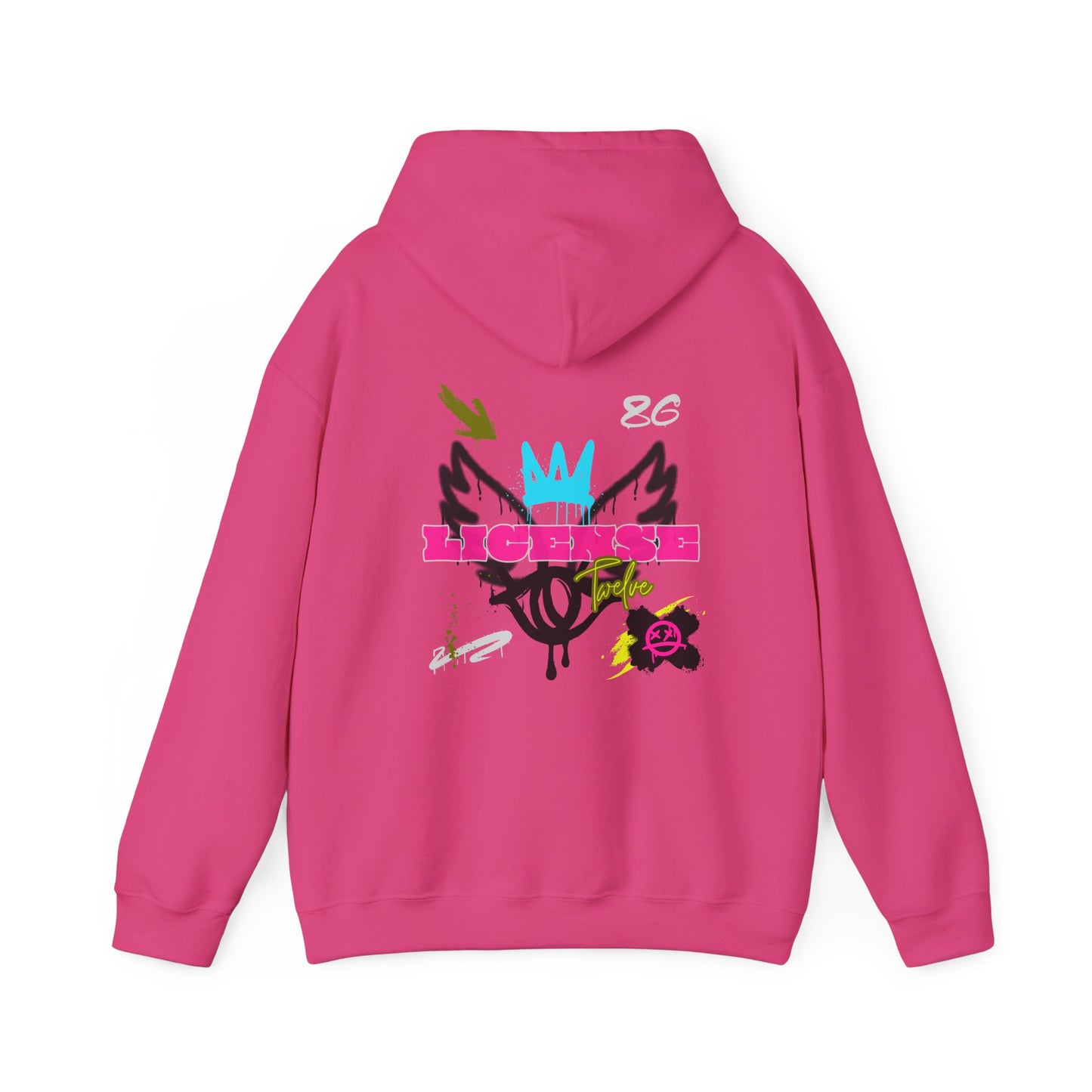 License Twelve Dope Style Graphic Knockout Hoodie, Heavy Blend Sweatshirt for Men or Women, Unique Design Winter Fashion