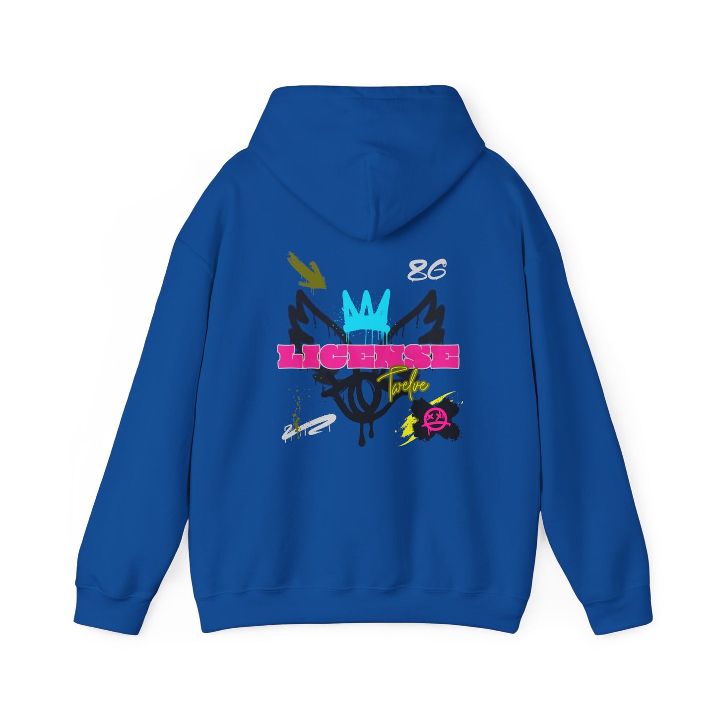 License Twelve Dope Style Graphic Knockout Hoodie, Heavy Blend Sweatshirt for Men or Women, Unique Design Winter Fashion