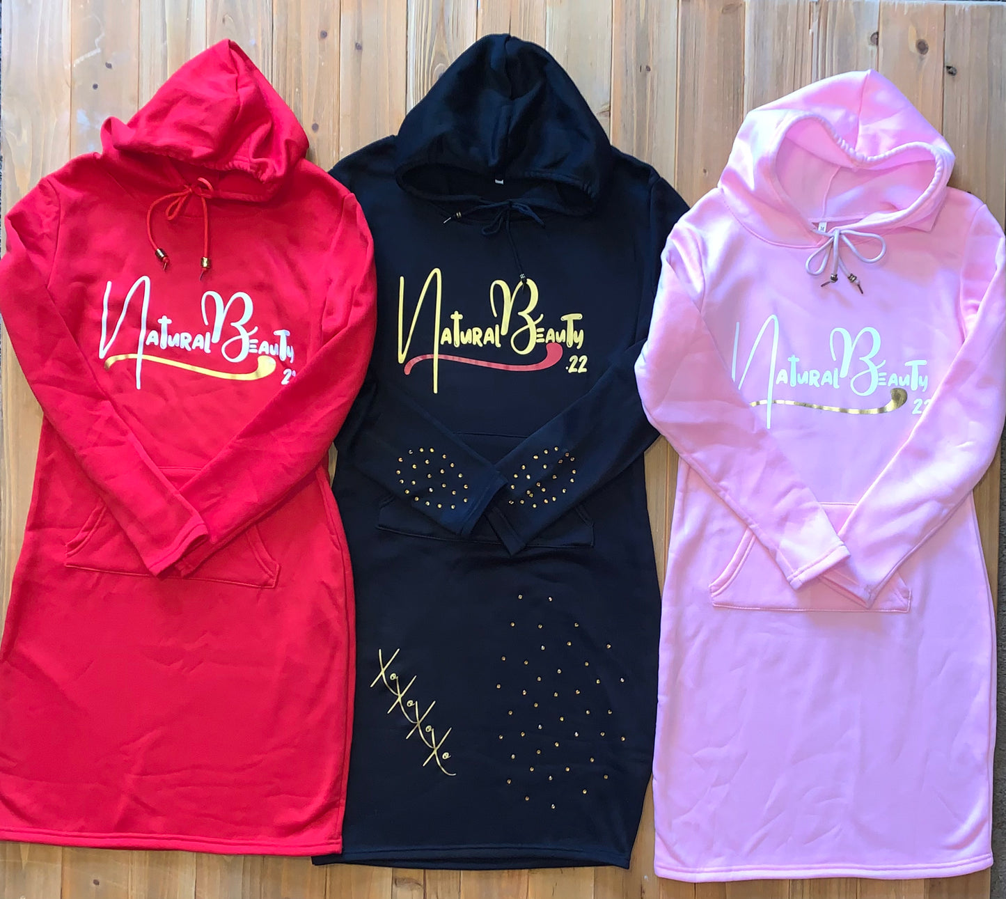 Natural Beauty Xoxo Shimmer Hoodie dress