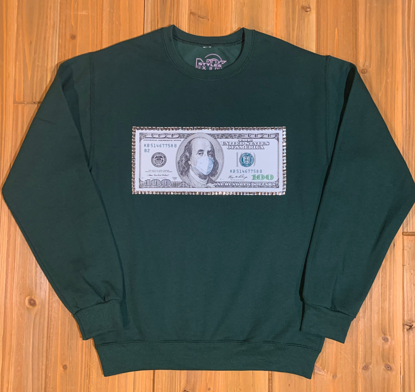 Benjamin Masked Bill Money Green Warm and Comfortable Hoodie