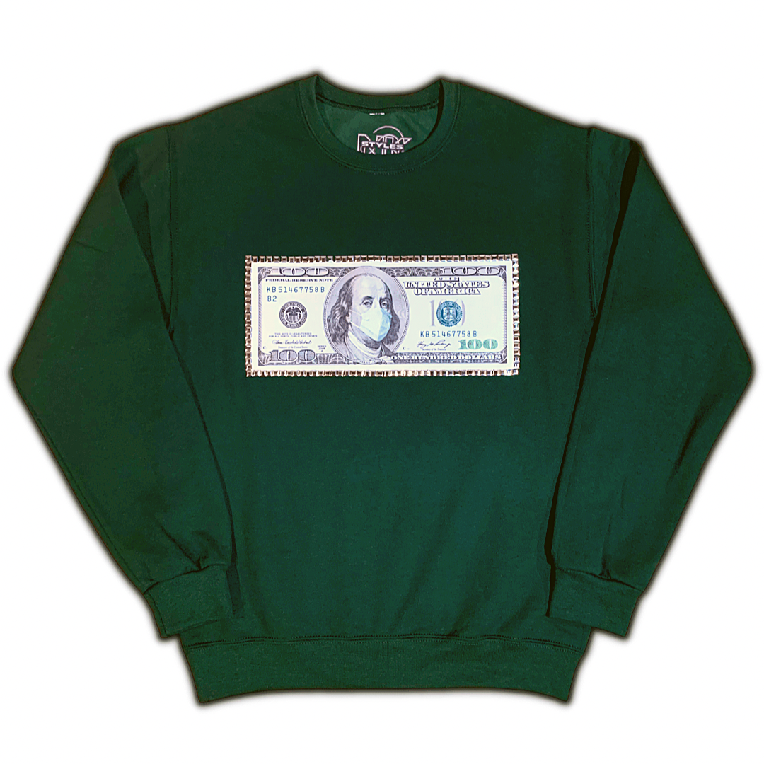Benjamin Masked Bill Money Green Warm and Comfortable Hoodie