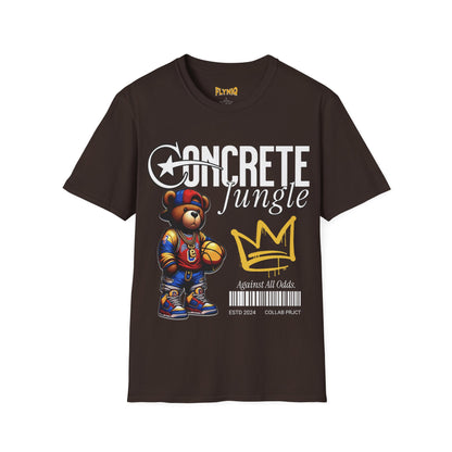 Concrete Jungle Vibes Unisex Comfortable T-Shirt, Trendy Bear Graphic Tee