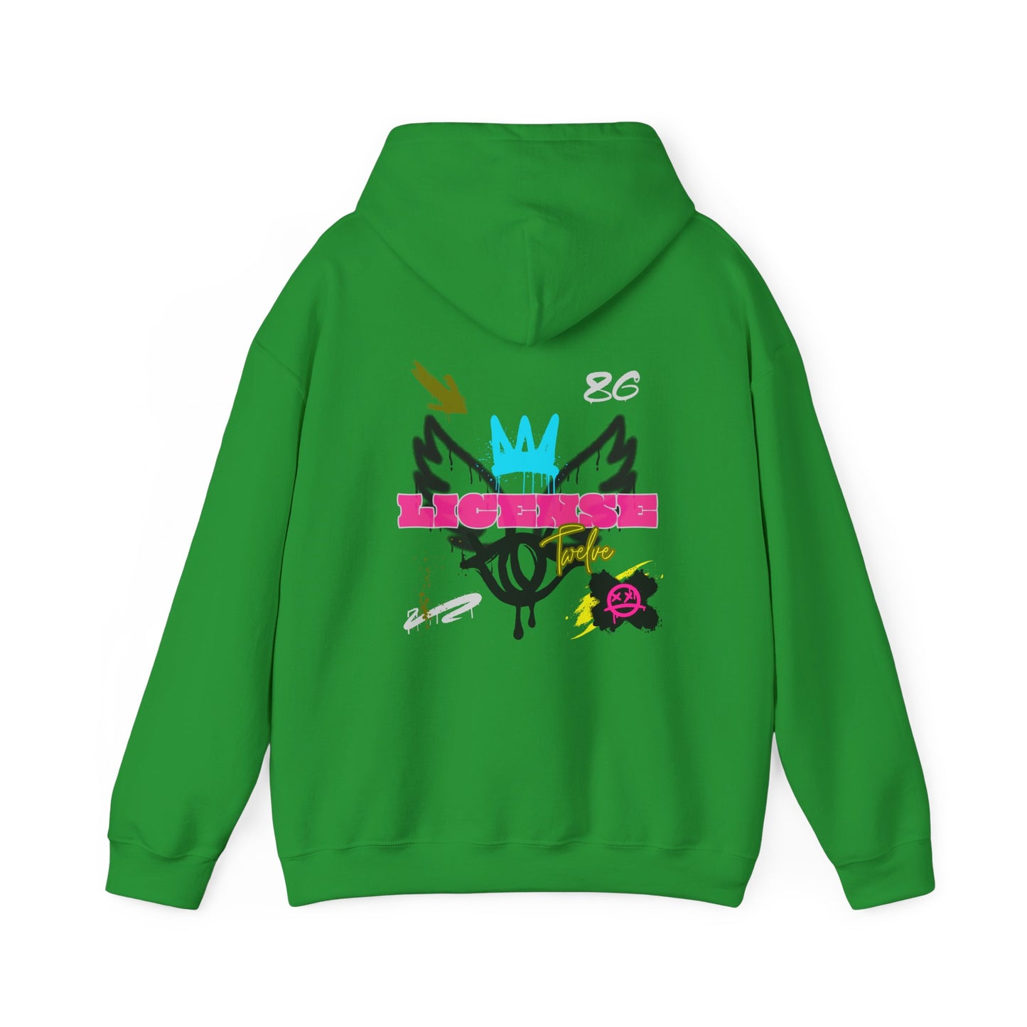 License Twelve Dope Style Graphic Knockout Hoodie, Heavy Blend Sweatshirt for Men or Women, Unique Design Winter Fashion