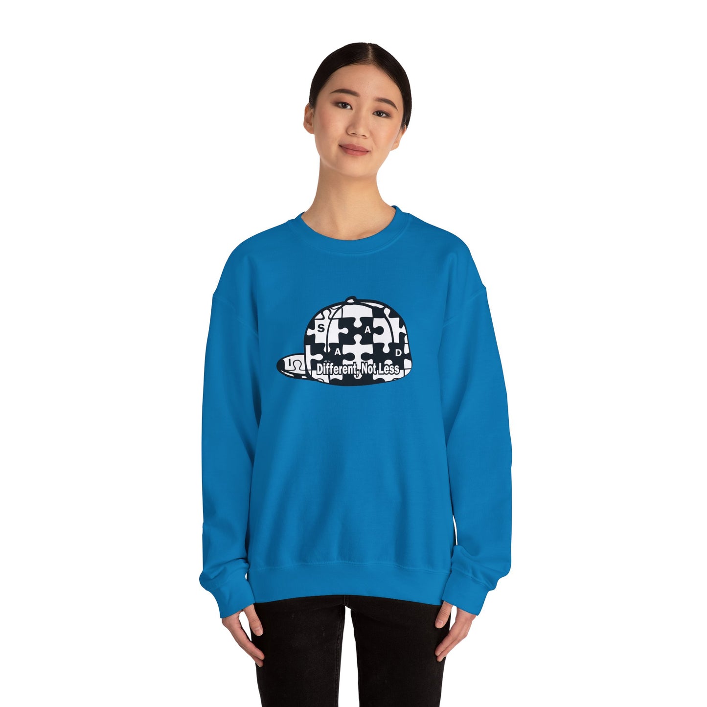 Puzzle Piece Cap 'Different Not Less' Sweatshirt | Autism Awareness