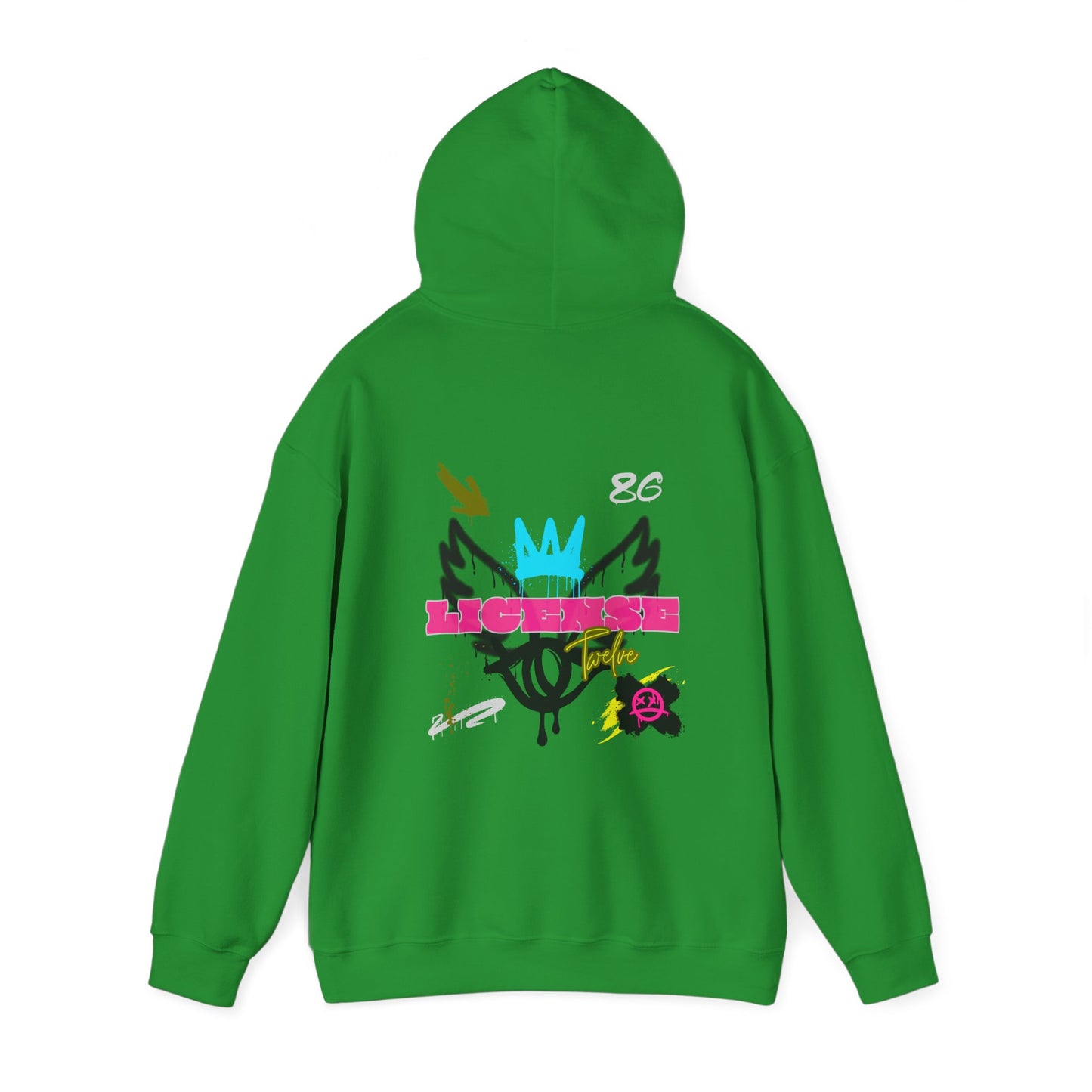 License Twelve Dope Style Graphic Knockout Hoodie, Heavy Blend Sweatshirt for Men or Women, Unique Design Winter Fashion