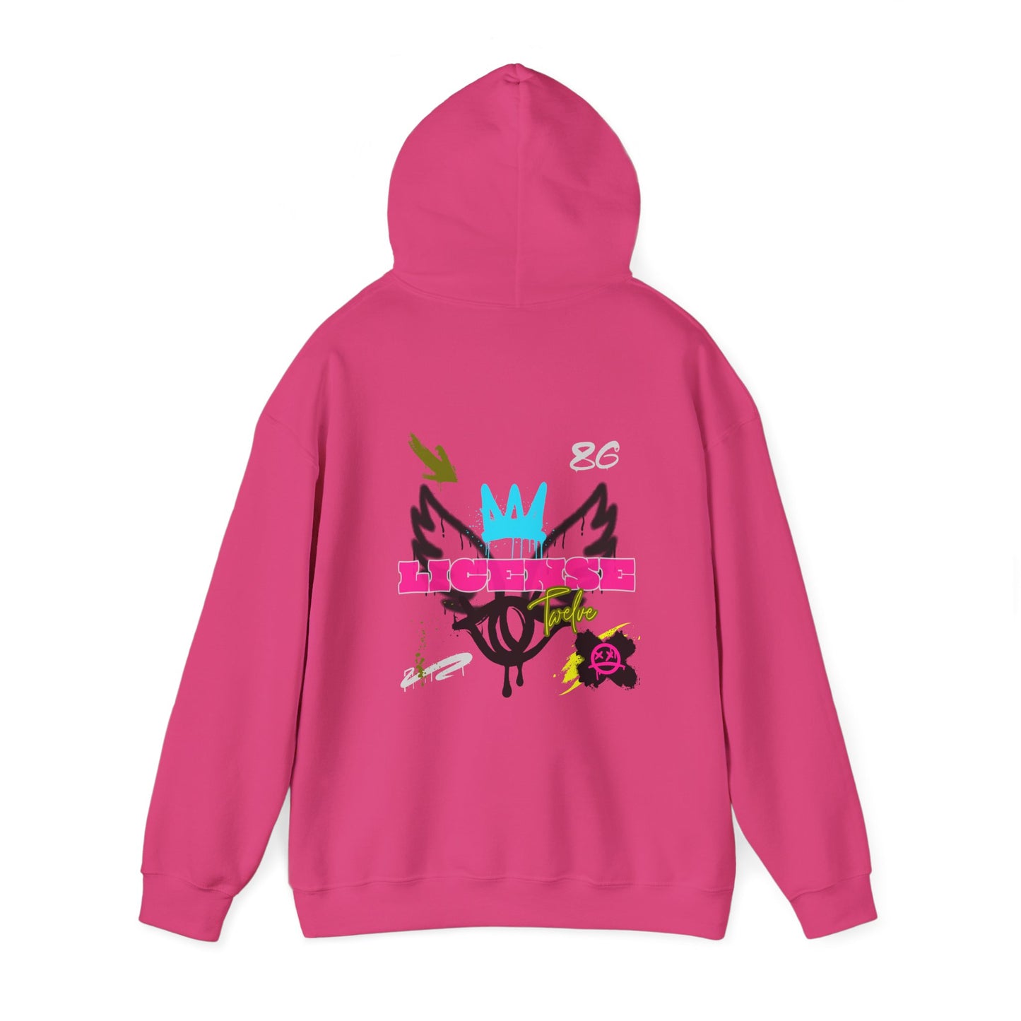License Twelve Dope Style Graphic Knockout Hoodie, Heavy Blend Sweatshirt for Men or Women, Unique Design Winter Fashion