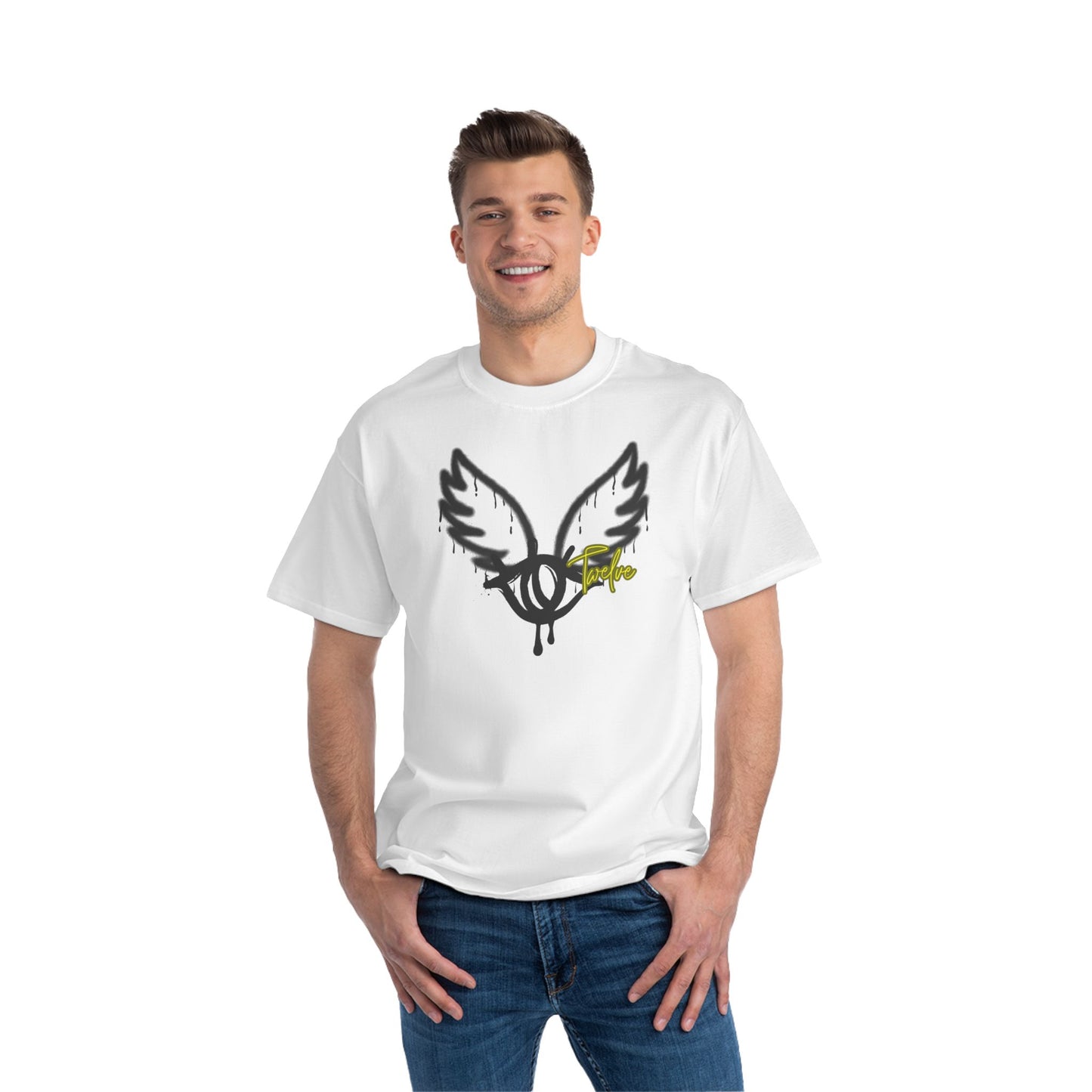 License Twelve Flying Eye Beefy-T® T-Shirt, Graphic Design Short Sleeve Tee, Eye Print Shirt, Artistic Top, Unique Cotton Apparel